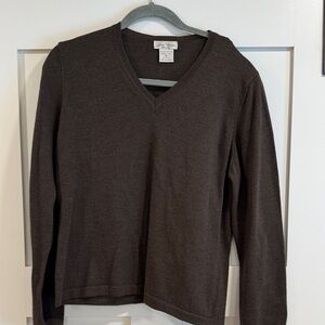 Loro Piana vintage merino wool Dark Brown V-Neck Sweater